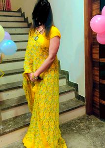 Yellow Georgette Saree