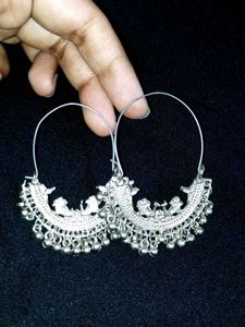Combo Of Silver Jhumka &amp; Hoop Earring Set
