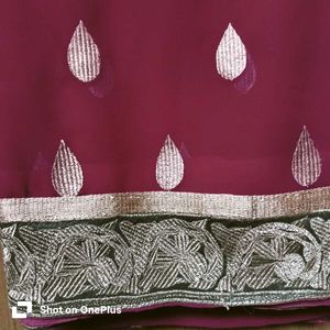 Heavy Zaria work, elegant maroon saree