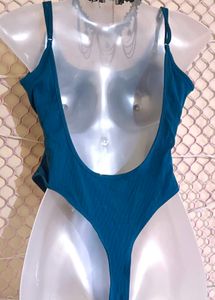 Teal Cotton Swimsuit Style Spaghetti Top