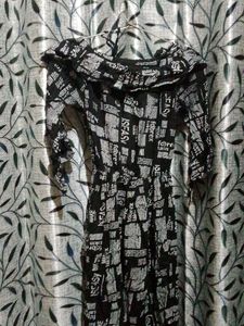 Black &amp; White Print Mini Dress