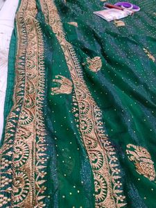 Elegant Green Elephant Print Saree