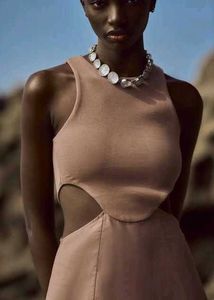 ZARA Mauve Cut Out Midi Dress
