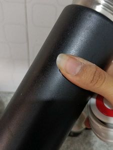 Matte Black Steel Water Bottle With Teacup