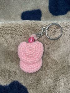 Crochet Pink Angle Keychain