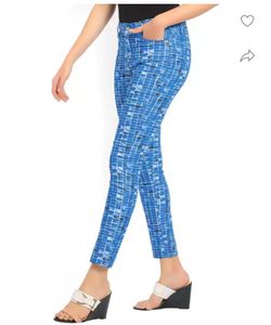 AND Blue Printed Trouser For Women