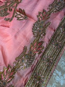 Elegant Peach Embroidered Saree