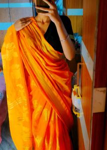 Vibrant Orange Silk Saree
