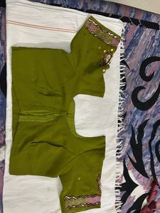 Olive sequinned blouse