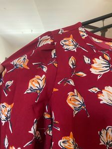 Red Floral Printed Top