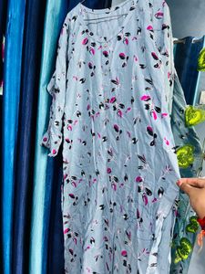 Floral Sky Blue Kurti