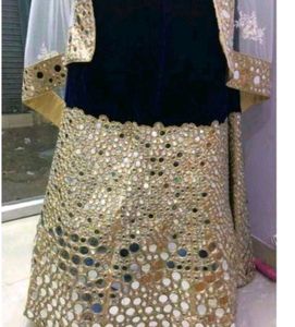 New Unstitched Velvet Mirror Work Lahenga