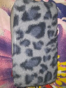 Leopard Print Fuzzy Wallet
