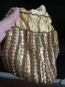 Golden Beaded Potli Bag