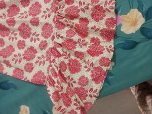 New Aline Flower Print Cotton Kurti