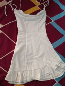 White Ruffle Mini Dress