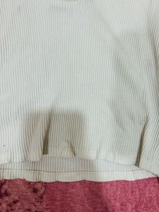 H&amp;M Ripped White Collar T Shirt