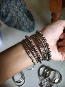 Oxidized Silver Bangles Set