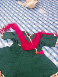 Girls Lpant Frock -  Dark Green