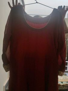 Elegant Maroon Embroidered Kurta Set