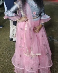 Crop Top Lehga Pink Grey Wedding Special