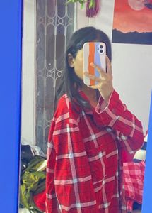 Red Plaid Pajama Set top