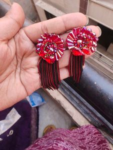 Red Earrings New Unused Party Wear