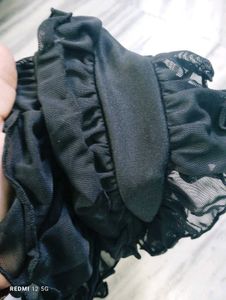 Black Ruffled Bandeau Top