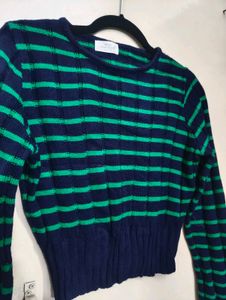 Striped Knit Crop Sweater