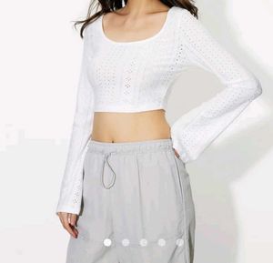 White Eyelet Crop Top