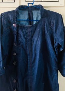 Navy Blue Slited Jeens Kurtha