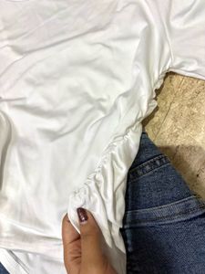Combo Of Denim Mini Skirt &amp; Savana White Top