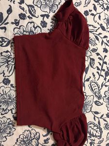 Maroon Puff Sleeve Top