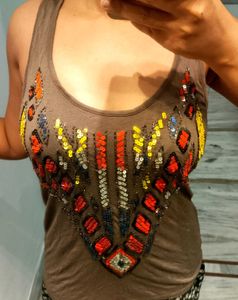 Stylish Sequin Detailing Ganji Top