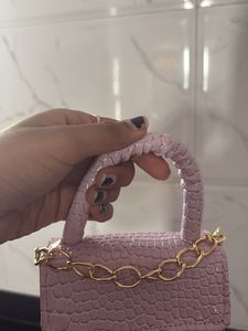 Lilac Croc-Embossed Mini Bag