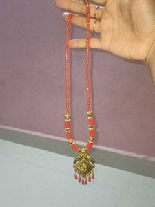 Coral &amp; Gold Tone Necklace Set