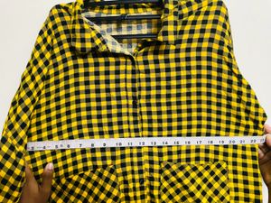 Yellow and Black Plaid Shirt