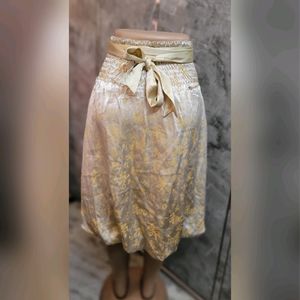 Beige Printed Skirt