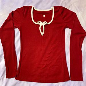 Red Long Sleeve Top