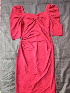 Burgundy Ruched Bodycon Dress