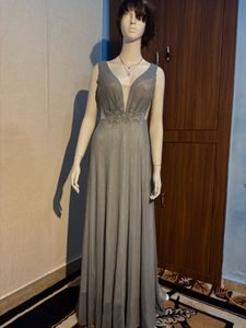 Elegant Silver Evening Gown
