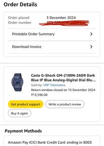 G-Shock Watch shining blue with 2 years warranty