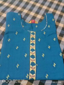 Teal Floral Embroidered Kurti