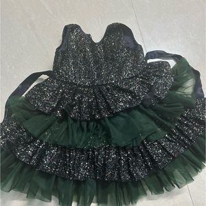 Emerald Green Sparkle Dress For 2 Years Old