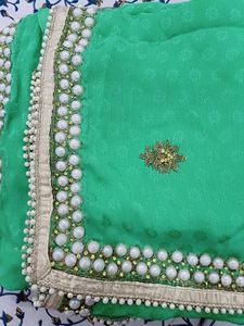 Green Saree Heavy Border Embroidery
