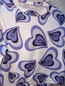 Pinteresty Heart Pattern Long Sleeve Top in purple