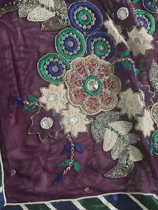 Embroidered Purple Georgette Sari