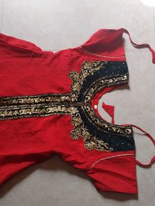 Red Embroidered Kurta Set