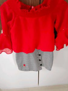 Red Top and Skirt Set