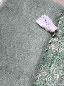 Sea Green Bluish A Beautiful Net Saree